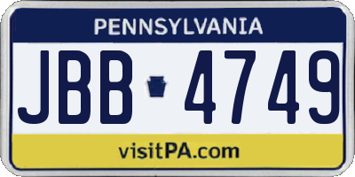 PA license plate JBB4749