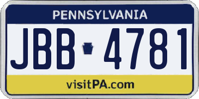 PA license plate JBB4781