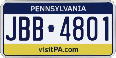 PA license plate JBB4801