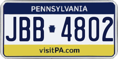 PA license plate JBB4802