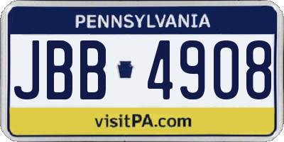 PA license plate JBB4908