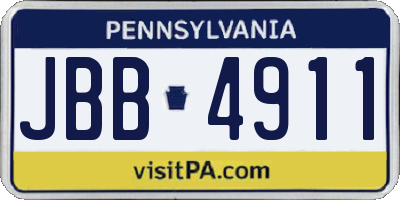 PA license plate JBB4911