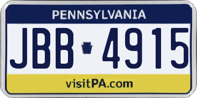 PA license plate JBB4915