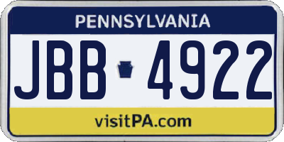 PA license plate JBB4922