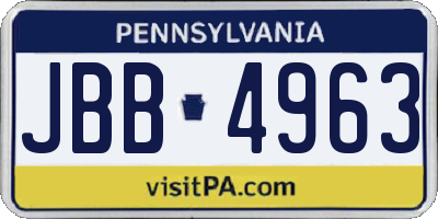 PA license plate JBB4963