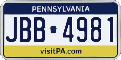 PA license plate JBB4981