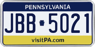 PA license plate JBB5021