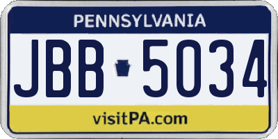 PA license plate JBB5034