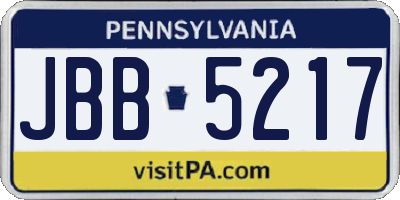 PA license plate JBB5217