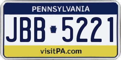PA license plate JBB5221