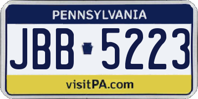 PA license plate JBB5223