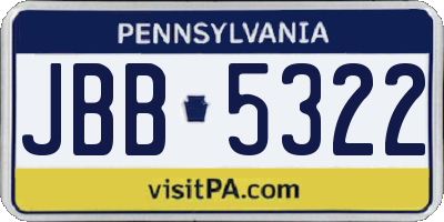 PA license plate JBB5322