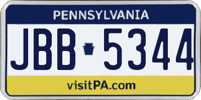 PA license plate JBB5344