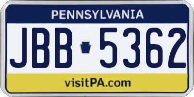 PA license plate JBB5362