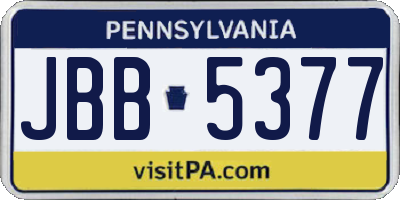 PA license plate JBB5377