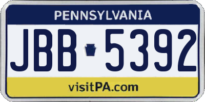 PA license plate JBB5392