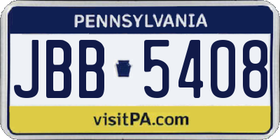 PA license plate JBB5408