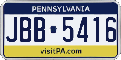 PA license plate JBB5416
