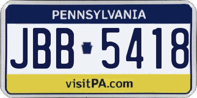 PA license plate JBB5418