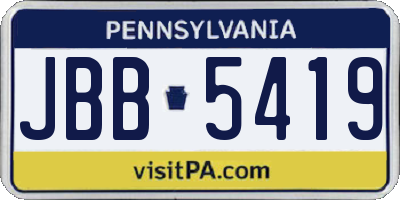 PA license plate JBB5419