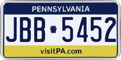 PA license plate JBB5452