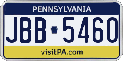 PA license plate JBB5460