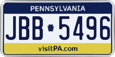 PA license plate JBB5496
