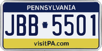 PA license plate JBB5501