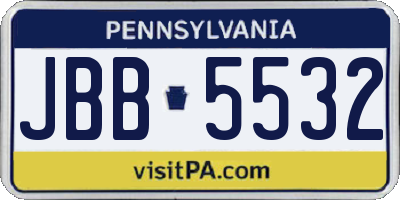 PA license plate JBB5532