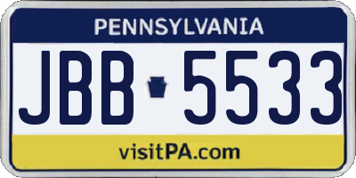 PA license plate JBB5533