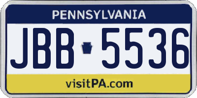 PA license plate JBB5536
