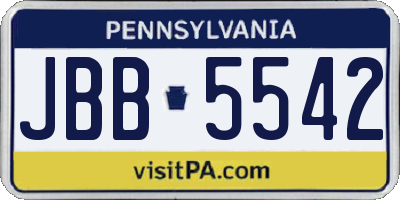 PA license plate JBB5542