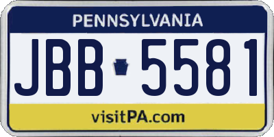PA license plate JBB5581
