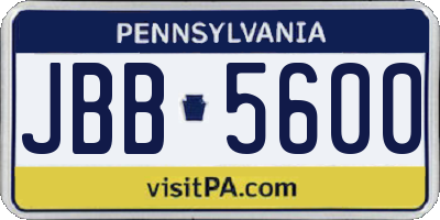 PA license plate JBB5600