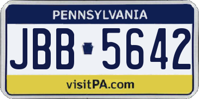 PA license plate JBB5642