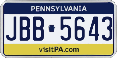 PA license plate JBB5643
