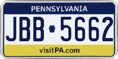 PA license plate JBB5662