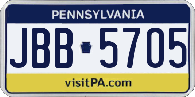 PA license plate JBB5705