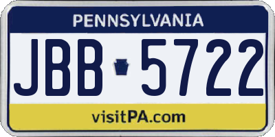 PA license plate JBB5722