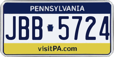 PA license plate JBB5724