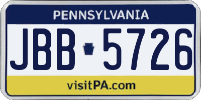 PA license plate JBB5726