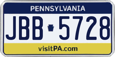 PA license plate JBB5728