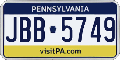 PA license plate JBB5749