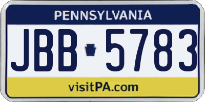 PA license plate JBB5783