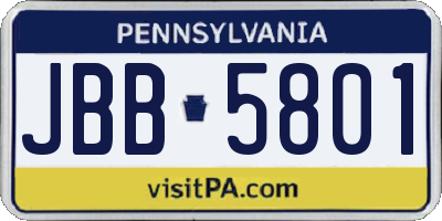 PA license plate JBB5801