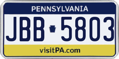 PA license plate JBB5803