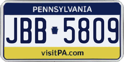 PA license plate JBB5809