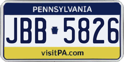 PA license plate JBB5826