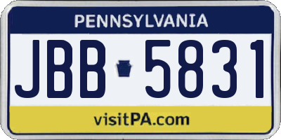 PA license plate JBB5831