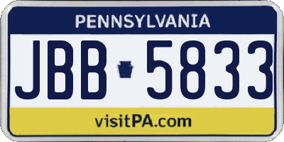 PA license plate JBB5833